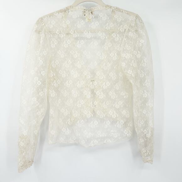 Victorias Secret VS VTG Gold Label Fairycore Sequin Floral Lace Top Size S Cream - Picture 6 of 6